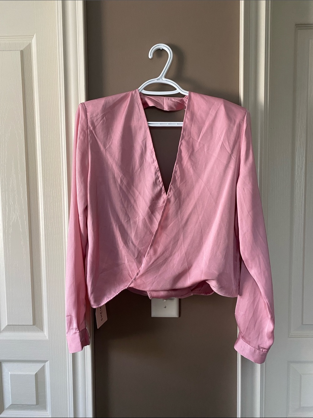 SHEIN Pink V-Neck Wrap Blouse Size Small